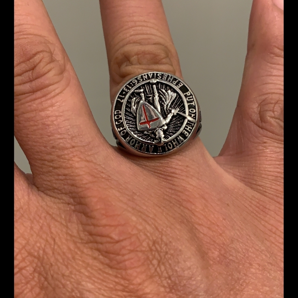 COPY - Stainless steel Armor of God Ephesians ring size 7 to 14 available.